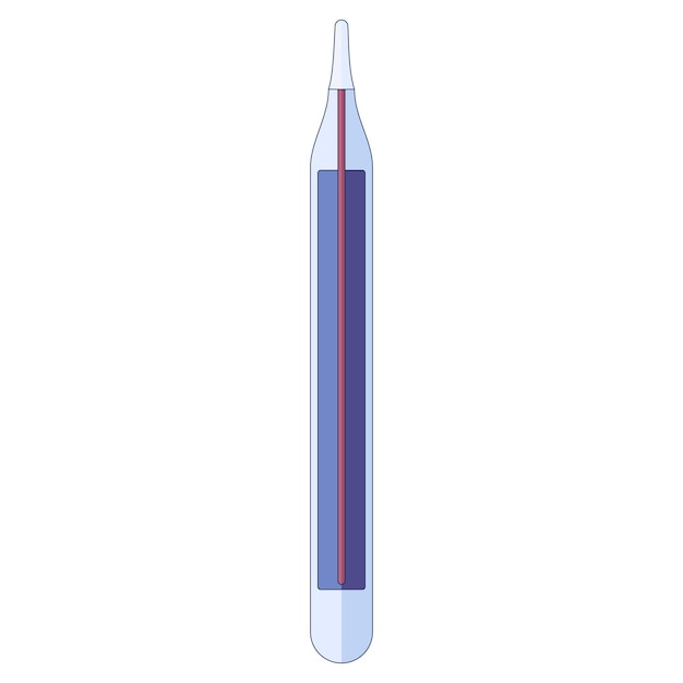 Quecksilber-Thermometer-Körpertemperatur-Check in einem flachen Stil isoliert auf weißem Hintergrund