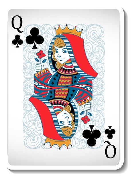 Queen of clubs spielkarte isoliert