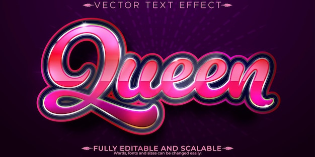 Queen-Rosa-Texteffekt, bearbeitbarer weicher und mädchenhafter Textstil