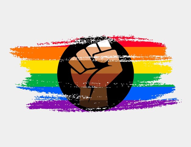 Queer People of Color-Flagge mit Pinsel auf weißem Hintergrund gemalt LGBT-Rechte-Konzept Moderne Pride-Paraden Poster Vektorillustration Illustration