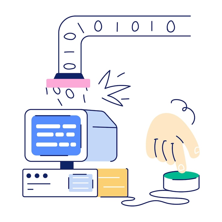 Vektor quellcode doodle mini-illustration