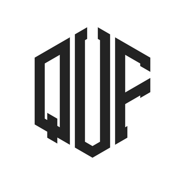 QUF Logo Design Initial Letter QUF Monogram Logo mit Hexagonform