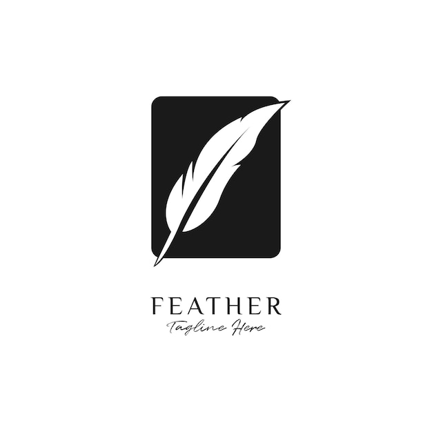 Quill feather pen minimalistische signatur handschrift-logo-design-vektor