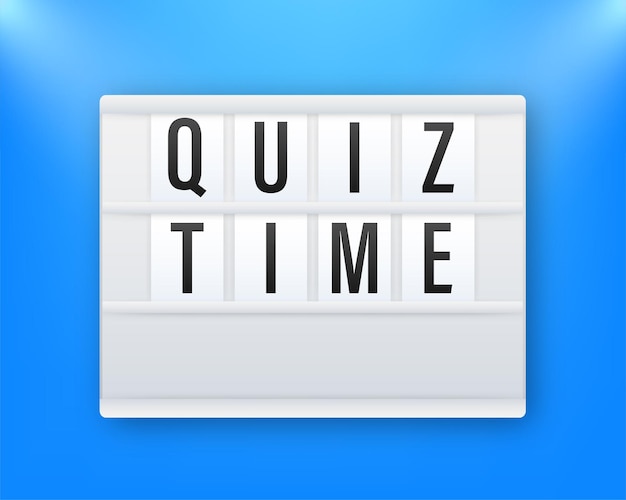 Quiz-Time-Lightbox mit Uhrenkonzept des Fragebogen-Show-Sing-Quiz-Button-Fragewettbewerbs
