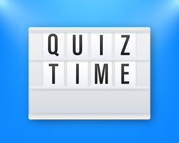 Quiz-time-lightbox mit uhrenkonzept des fragebogen-show-sing-quiz-button-fragewettbewerbs