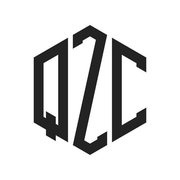 QZC Logo Design Initial Letter QZC Monogram Logo mit Hexagonform