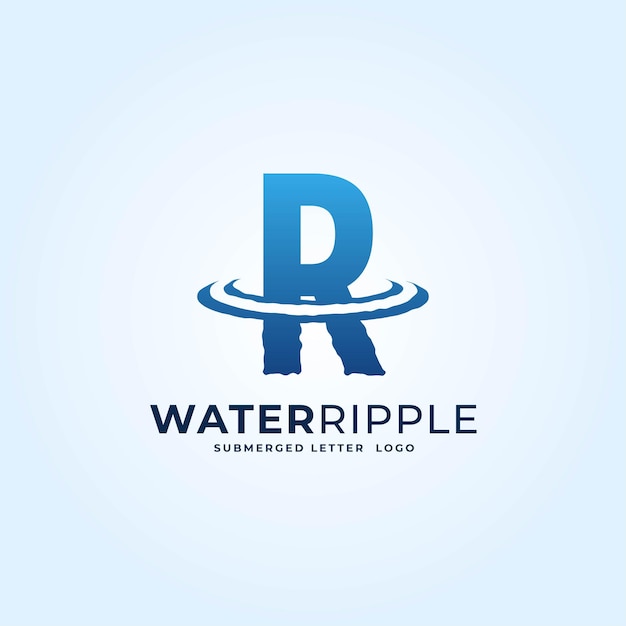 R blauer farbverlauf buchstabe wasser welligkeit splash wave dynamische logo vektor icon illustration