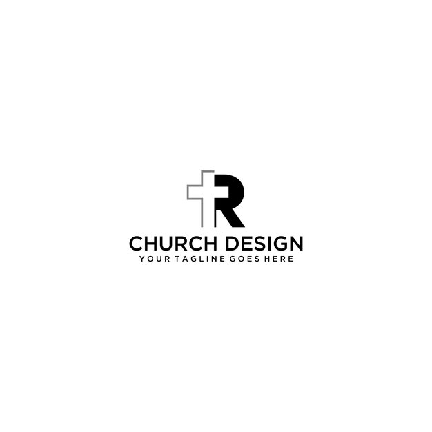 R-brief mit logo-design der kirche