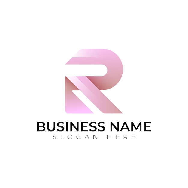R gradient 3d abstraktes Vektorbuchstaben-Logo-Design