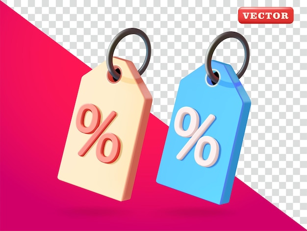 Rabatt-Tag 3D-Vektor geeignet für Werbeaktionen und Designelemente