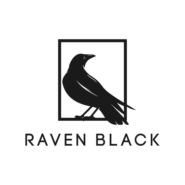 Vektor rabe krähe schwarze silhouette eleganz logo inspiration vektor