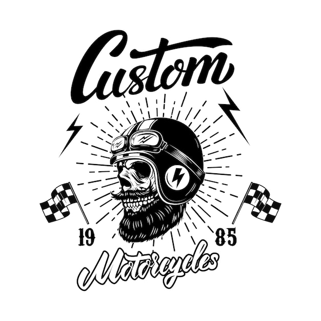 Racer Schädel im geflügelten Helm. Logo