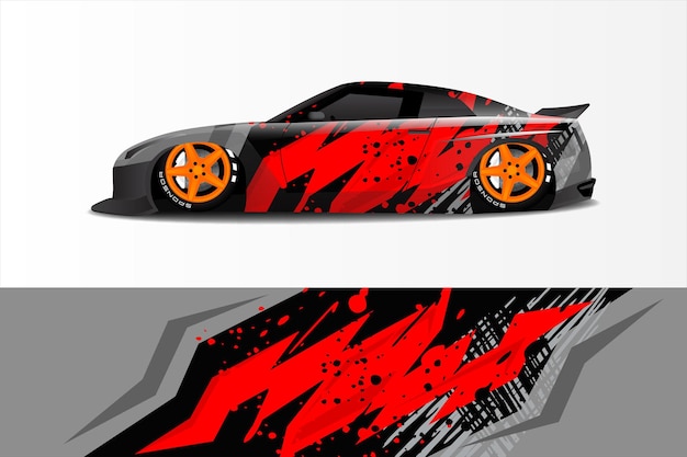 Racing car wrap design in rotgrau