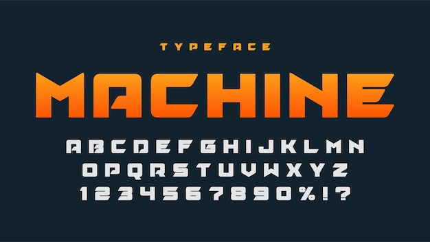 Racing-display-schriftdesign, dynamisches alphabet, buchstaben und zahlen. vektorzeichen