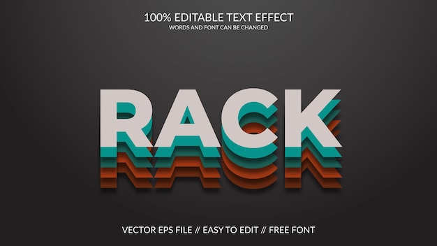 Vektor rack 3d-vektor vollständig bearbeitbarer texteffekt