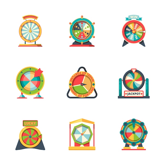 Rad Glück. Glückskreis Symbole Roulette Casino Glücksspiel Glücksikonen Stil