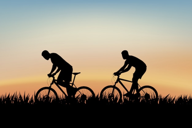 Radfahrer auf Gras