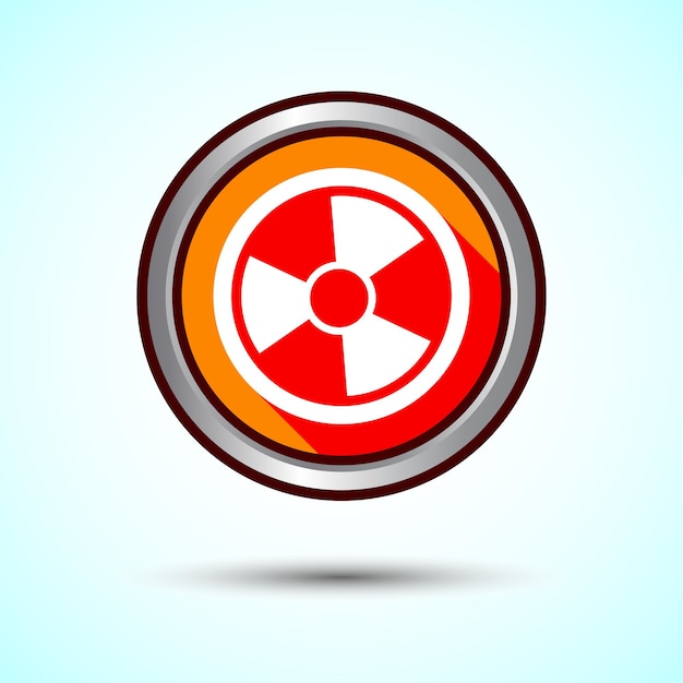 Radiation-Icon-Design-Illustration Icon für biologische Gefahren Orange Schatten-Knopf-Design