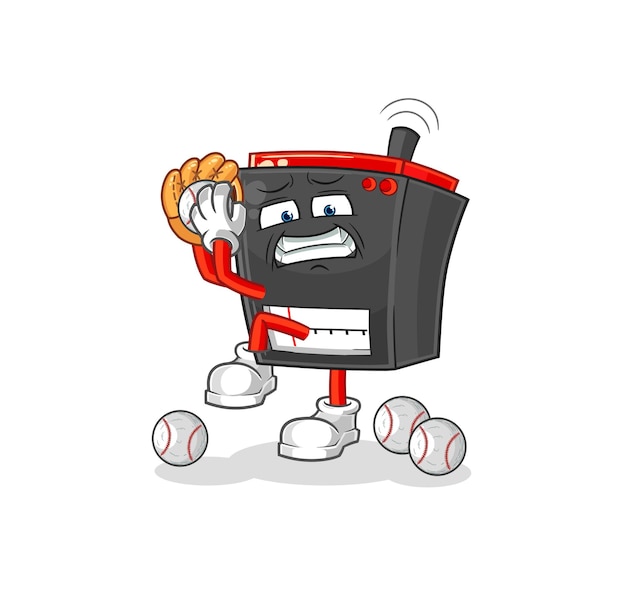 Radio baseball pitcher cartoon cartoon maskottchen vektor