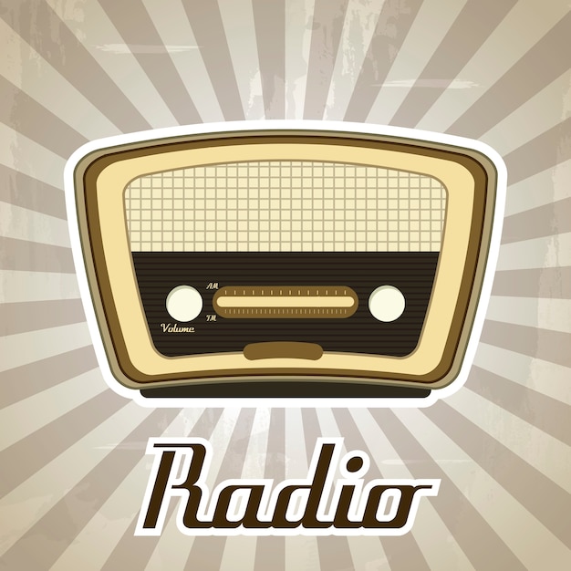 Radio retro über grunge hintergrund vektor-illustration