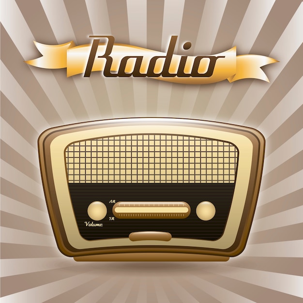 Radio retro über grunge hintergrund vektor-illustration