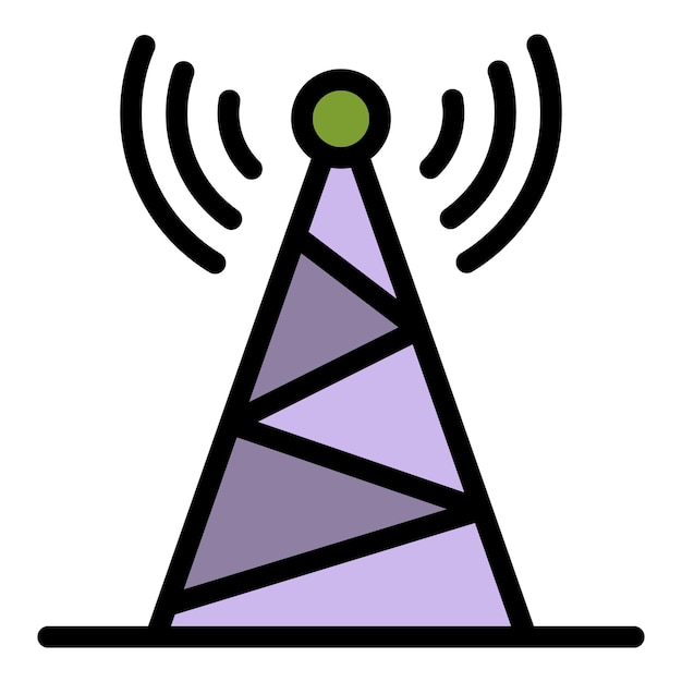 Vektor radio-stahlturm-symbol umriss-radio-steelturm-vektor-symbon farbe flach isoliert