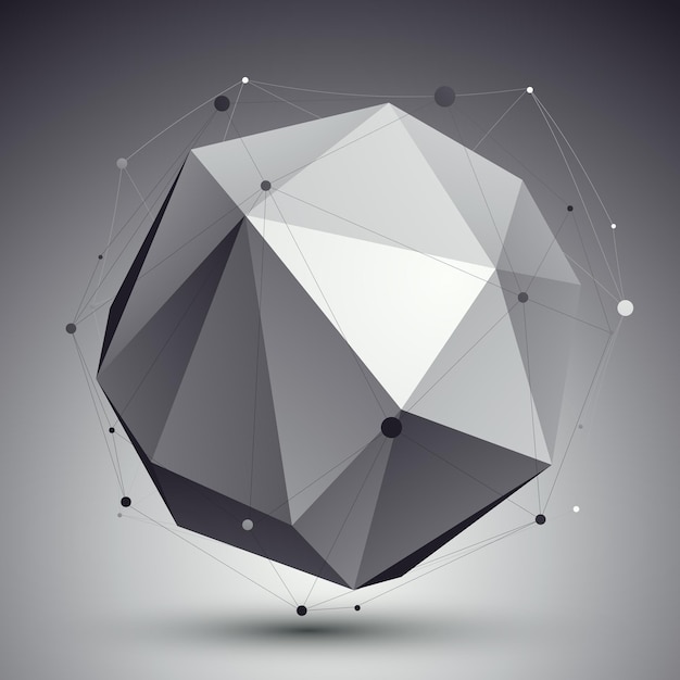 Räumlicher Vektor monochromer digitaler eps8-Hintergrund, dimensionales Orbitalelement mit Drahtgitter über kontrastierendem Hintergrund.
