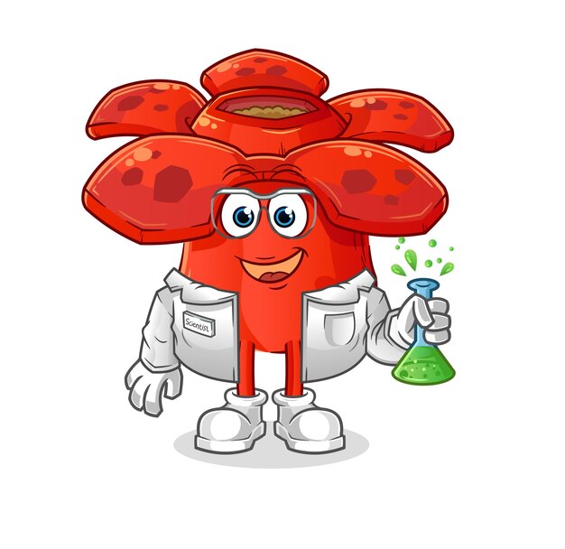 Rafflesia arnoldii wissenschaftler charakter cartoon maskottchen vektor