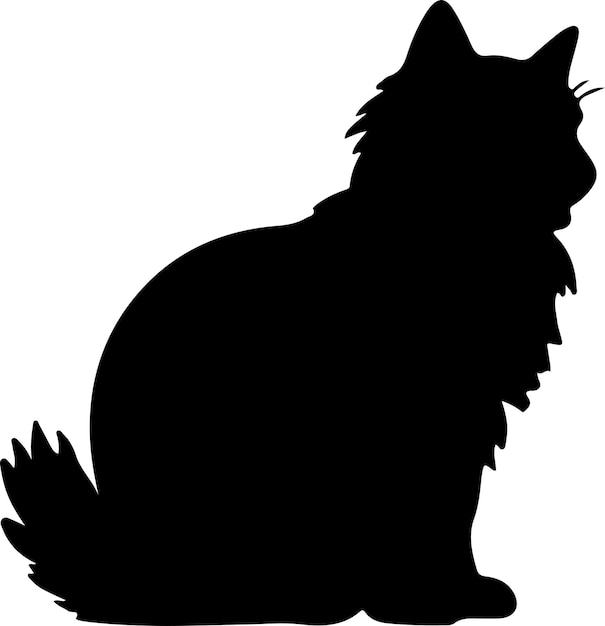 Ragamuffin katze schwarze silhouette mit durchsichtigem hintergrund