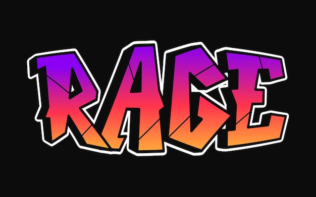 Rage-wort-graffiti-stil-buchstaben