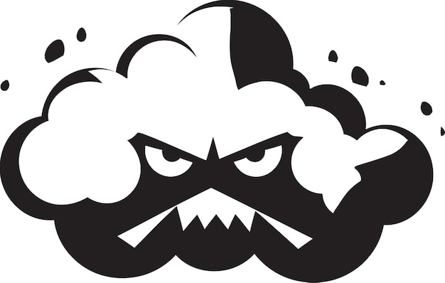 Vektor raging fury angry cloud logo design thunderous nimbus cartoon cloud black icon (schwarze ikonen der grauenvollen wolke)