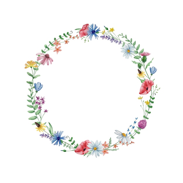 Rahmen aus Aquarell-Wildblumen