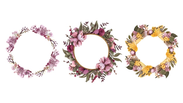Rahmen, die mit Blumen und Beeren geschmückt sind