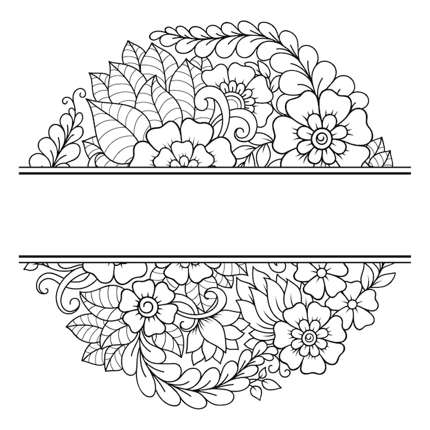 Rahmen in östlicher tradition. stilisiertes blumenmandala im mehndi-stil.