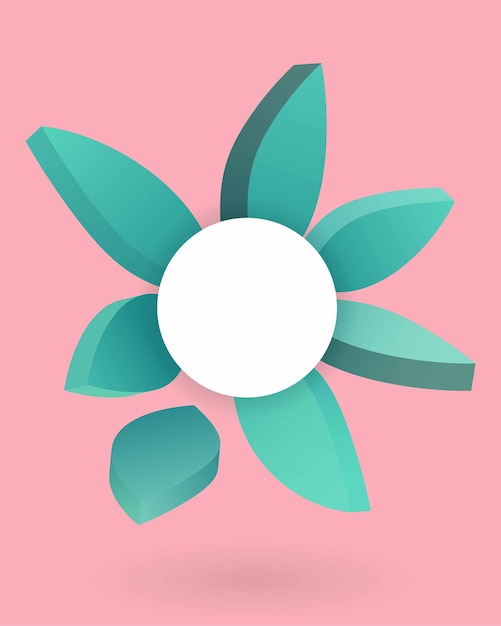Vektor rahmen mit 3d-blättern botanische komposition auf rosa hintergrund tropischer exotischer hintergrund sommer frühling web banner oder poster design geometrische elemente vektor isolierte illustration