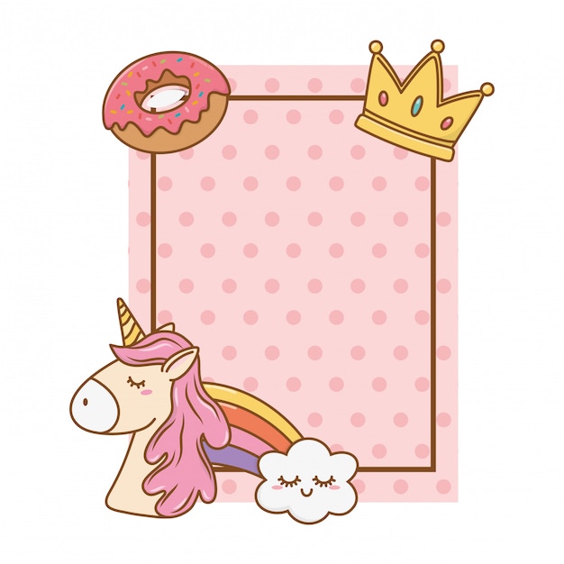 Rahmen mit Donut Crown Einhorn