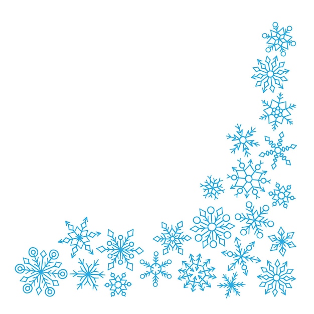 Rahmen mit winterschneeflocken auf weißem hintergrund vektorillustration im doodle-stil