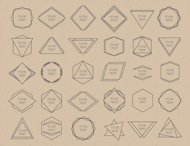 Rahmen, schwarze Linie, isoliertes Logo auf braunem Hintergrund gesetzt. Logotypen im Hipster-Stil