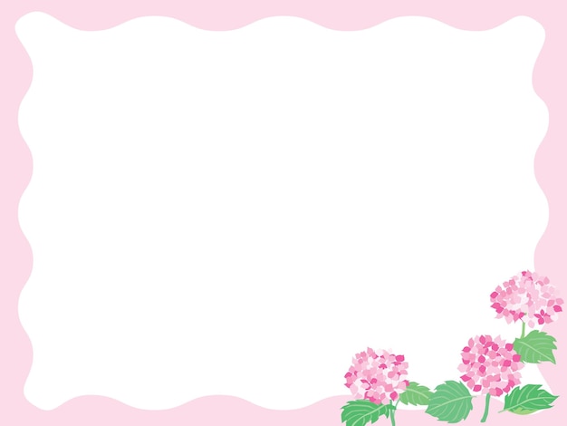 Rahmendarstellung der rosafarbenen hortensie im juni