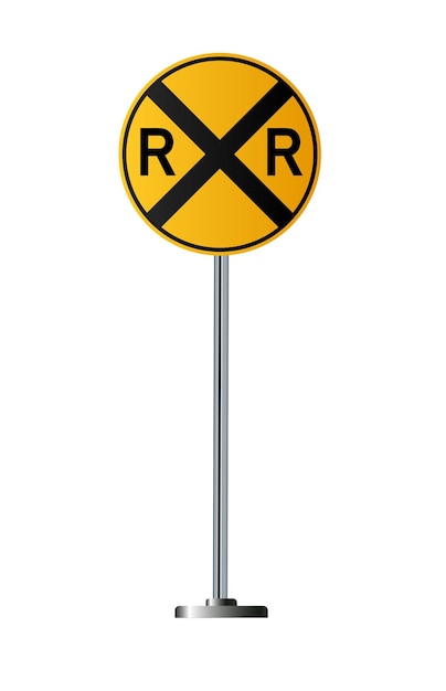 Railroad Approach Road Sign verwendet in den USA Eisenbahnzeichen isoliert auf einer weißen Hintergrundvektorschiene