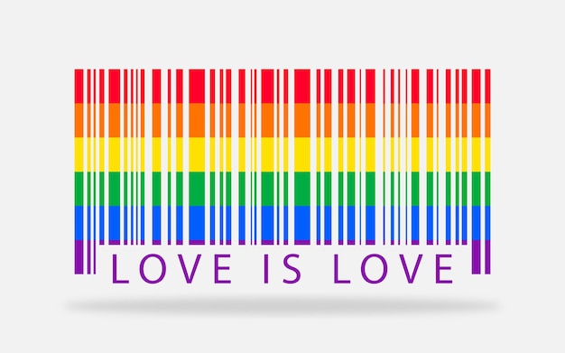 Vektor rainbow lgbt pride barcode kreative farbenfrohe kunstwerke liebe ist liebe