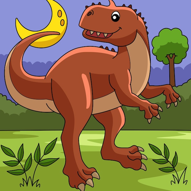 Rajasaurus dinosaurier farbige cartoon-illustration