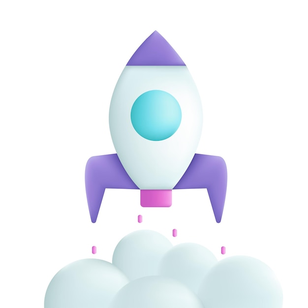 Rakete 3d-Cartoon-Stil-Vektor-Illustration-design