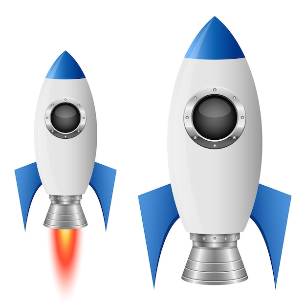 Raketenraumschiffillustration auf weißem Hintergrund