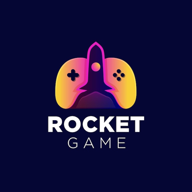 Raketenspiel logo mit farbverlauf