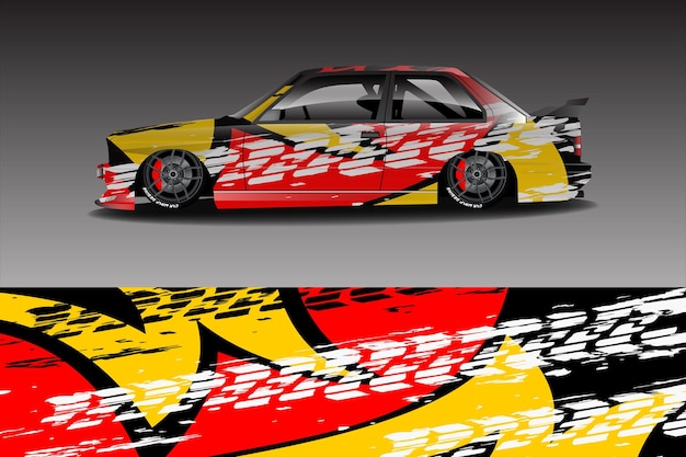 Rally Car Wrap Aufkleber Designkonzept Abstrakter Grunge-Hintergrund