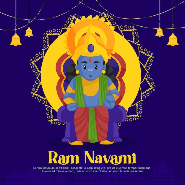 Ram navami grüße mit illustration von lord rama