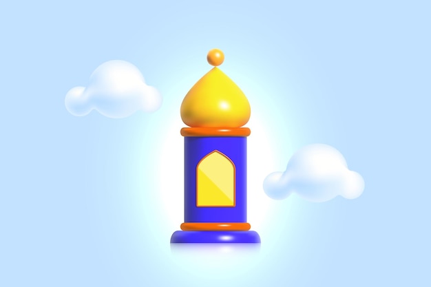 Ramadan 3D-niedliche Illustrationen Muslimisches Feiertags-Consept-Banner