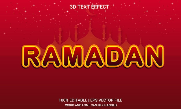 Ramadan 3d-texteffekt, typografie-effektdesign