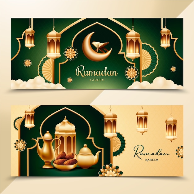Ramadan-Banner in realistischem Stil